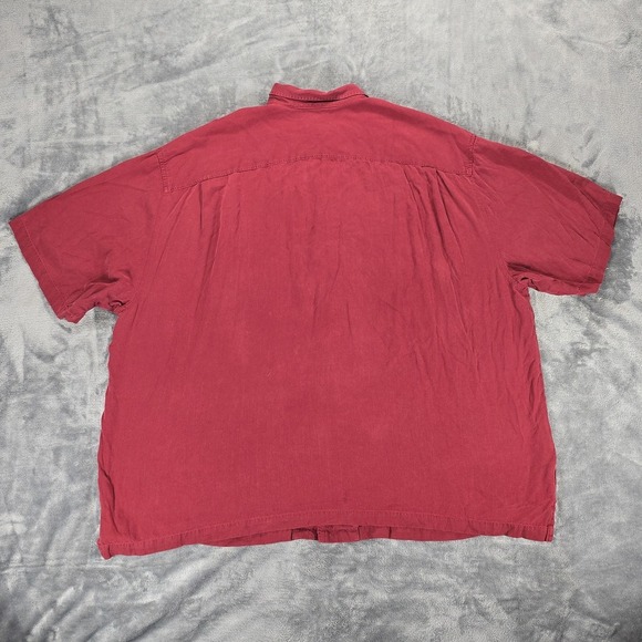 Tommy Bahama Catalina Twill Camp Shirt Mens 3XB Wine Silk Hawaiian Resort Casual - Picture 3 of 8